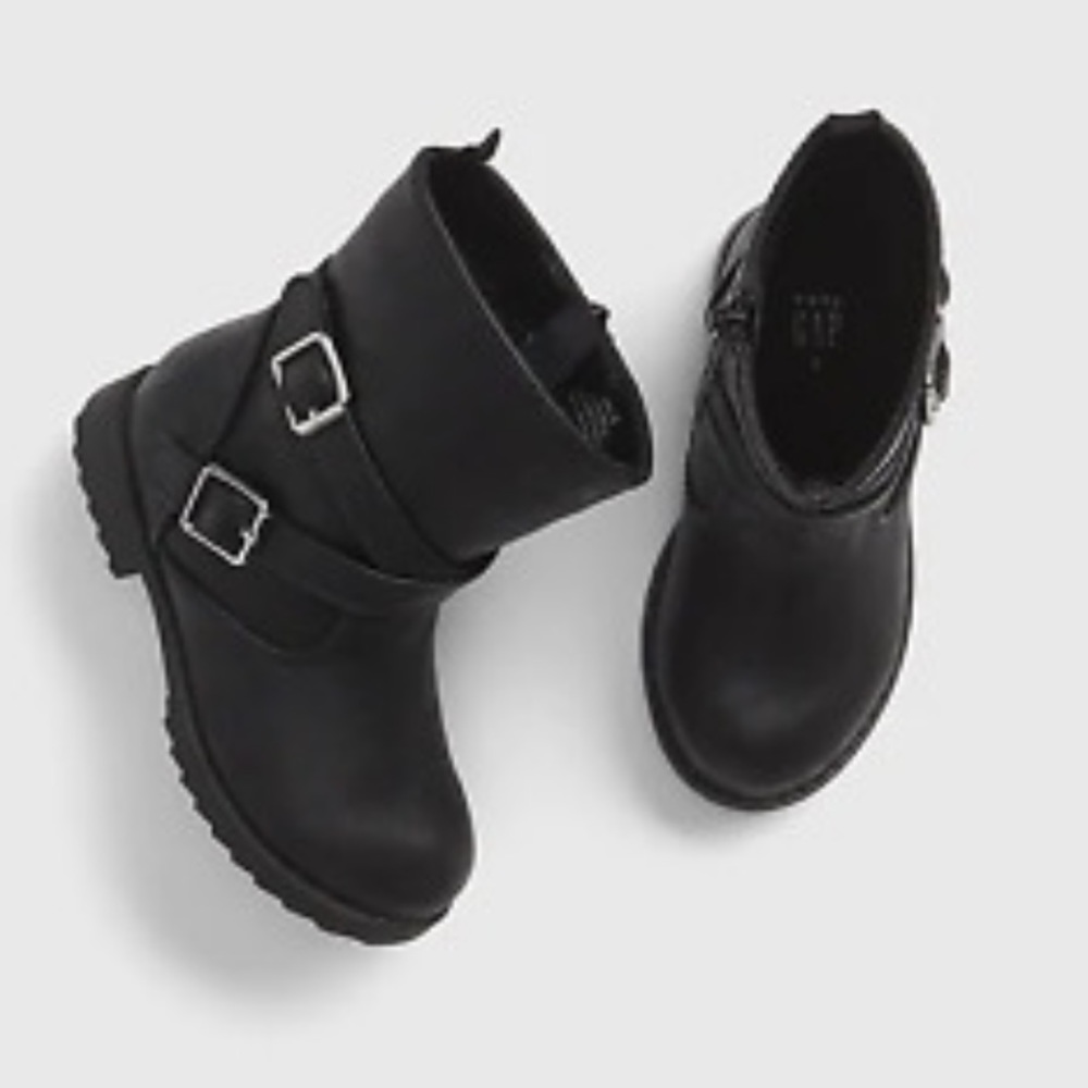 Baby Gap Black Moto Boots- 7